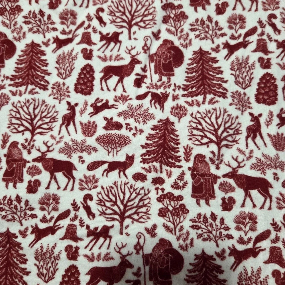 Christmas Flannel Full Sheet Set 100% Cotton Red Target Santa Deer Fox Rabbit